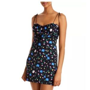 For Love & 🍋Lemons 
Robin Floral Denim Mini Dress sz MEDIUM NWT